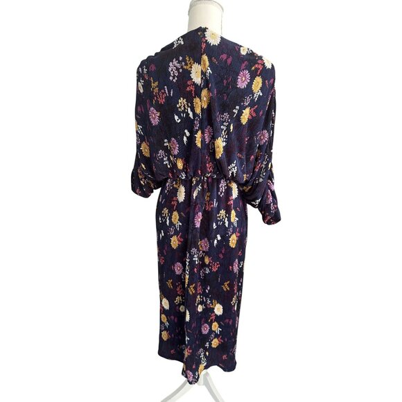 JAPPAREL Purple Floral Barrel Sleeve Midi Dress Size XS - Picture 6 of 7